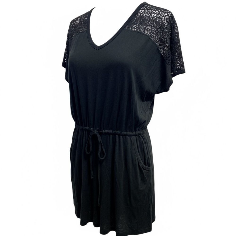 Swimsuits For All Black Crochet Lace Swim Cover-Up Dress – Size 10/12 NWT
